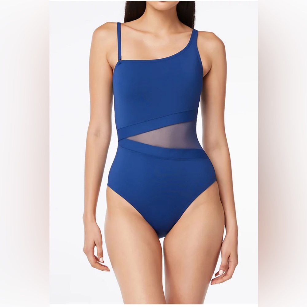Bleu Rod Beattie Don't Mesh with Me One Shoulder One Piece Color: Green Size 6